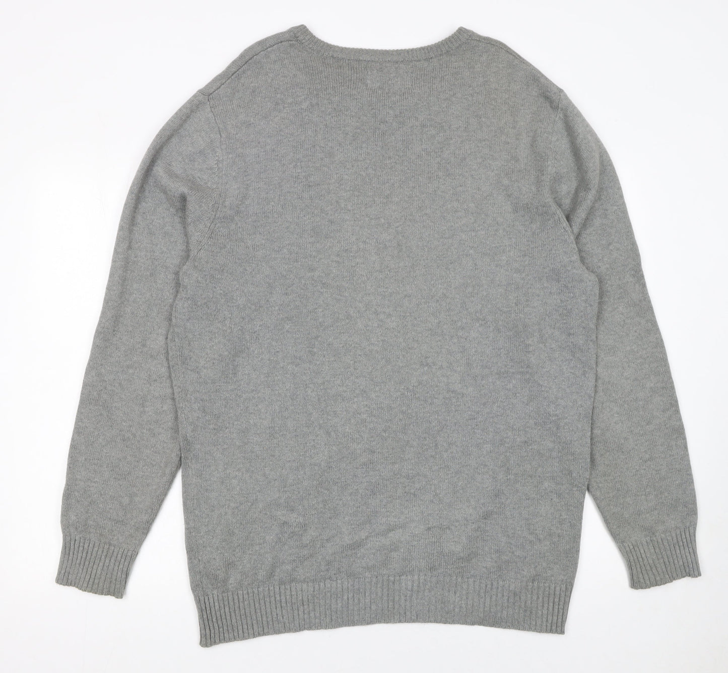 Maine New England Men’s Grey Cotton Crew Neck Jumper M Classic Knitwear