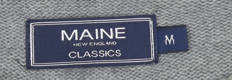 Maine New England Men’s Grey Cotton Crew Neck Jumper M Classic Knitwear