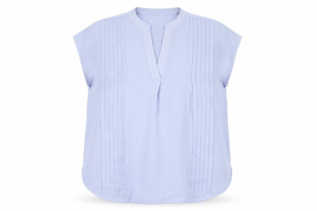 Warehouse Women's Blue Sleeveless Pleated Tunic Blouse Size 8