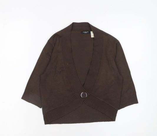 La Redoute Women Brown V-Neck Button Cardigan Size 10/12