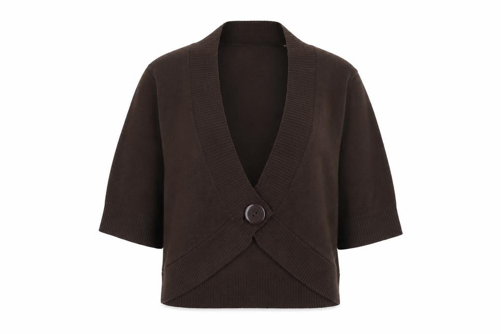 La Redoute Women Brown V-Neck Button Cardigan Size 10/12