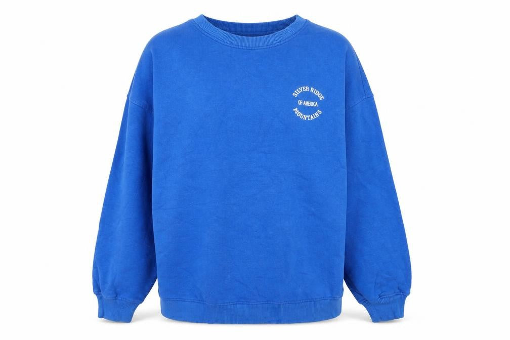 H&M Women Blue Cotton Crew Neck Pullover Sweatshirt XS