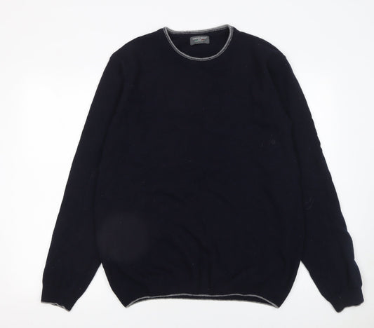 Lorenzo Magni Men's Blue Wool Pullover Jumper XL Crew Neck Knit