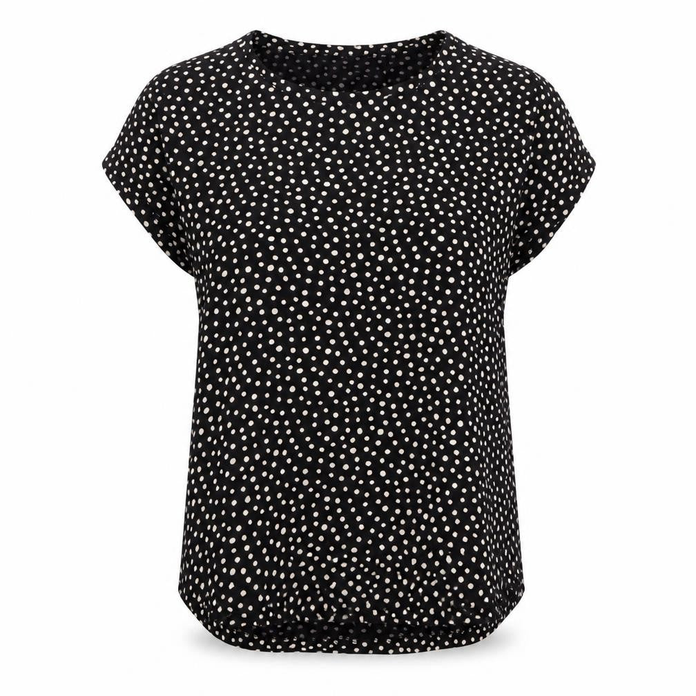 H&M Womens Black Polka Dot Cotton Short Sleeve Blouse Size 12