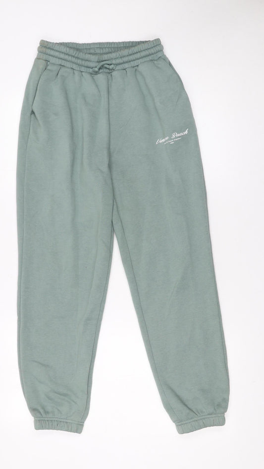 Dunnes Stores Womens Green XS Fleece Sweatpants Elastic Waist