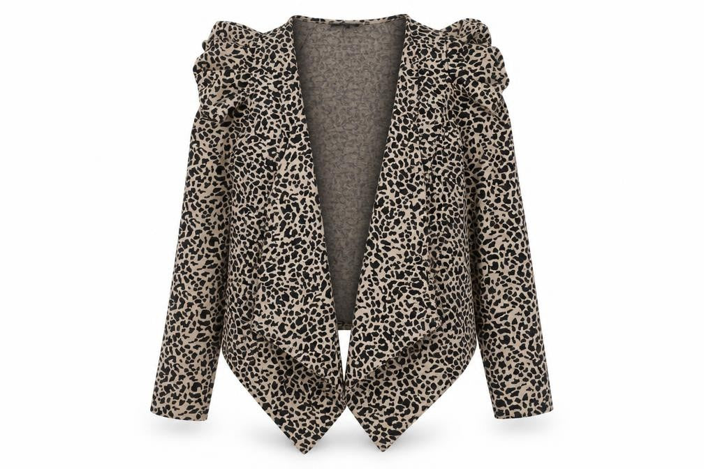 Stella Morgan Women’s Beige Leopard Print Open Jacket Size L
