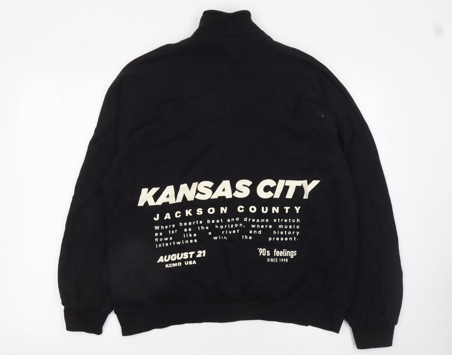 Bershka Womens Black 90s Kansas City 1/4 Zip Sweatshirt Size 12