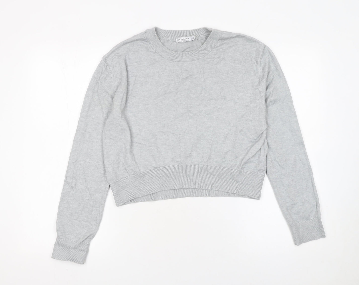 Stradivarius Women's Grey Regular Fit Crew Neck Jumper Size 14