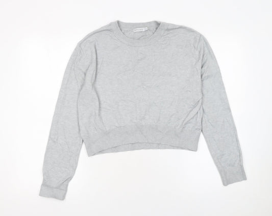 Stradivarius Women's Grey Regular Fit Crew Neck Jumper Size 14