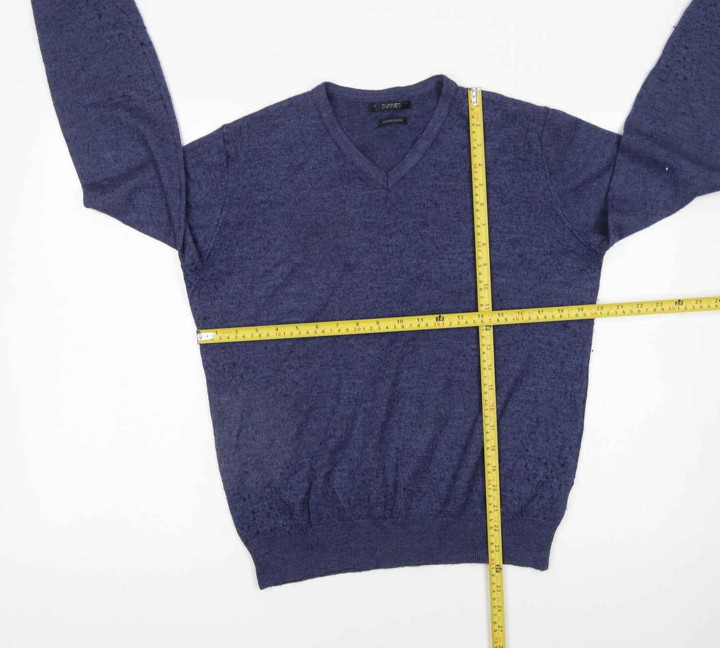 St. Bernard for Dunnes Stores Men's Blue V-Neck Wool Blend Jumper Size L