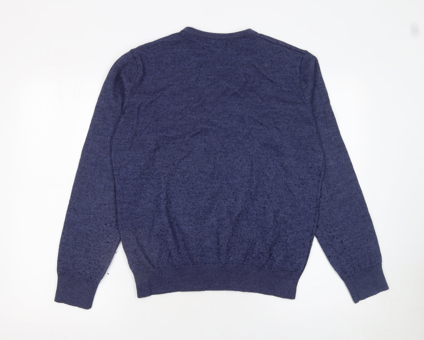St. Bernard for Dunnes Stores Men's Blue V-Neck Wool Blend Jumper Size L
