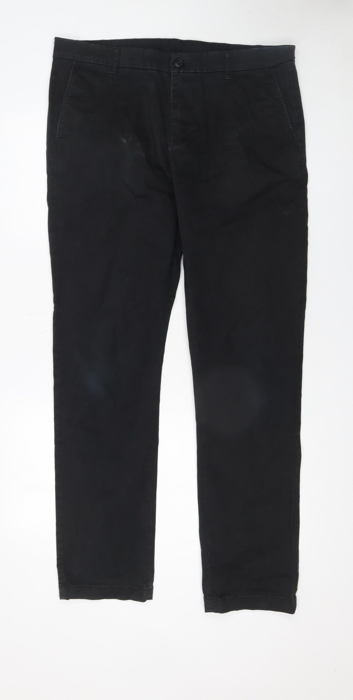 Dunnes Stores Mens Black Chino Trousers 36W 34L Cotton Stretch