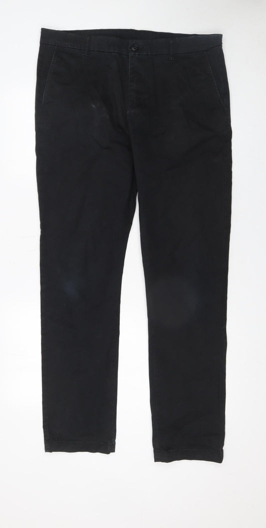 Dunnes Stores Mens Black Chino Trousers 36W 34L Cotton Stretch