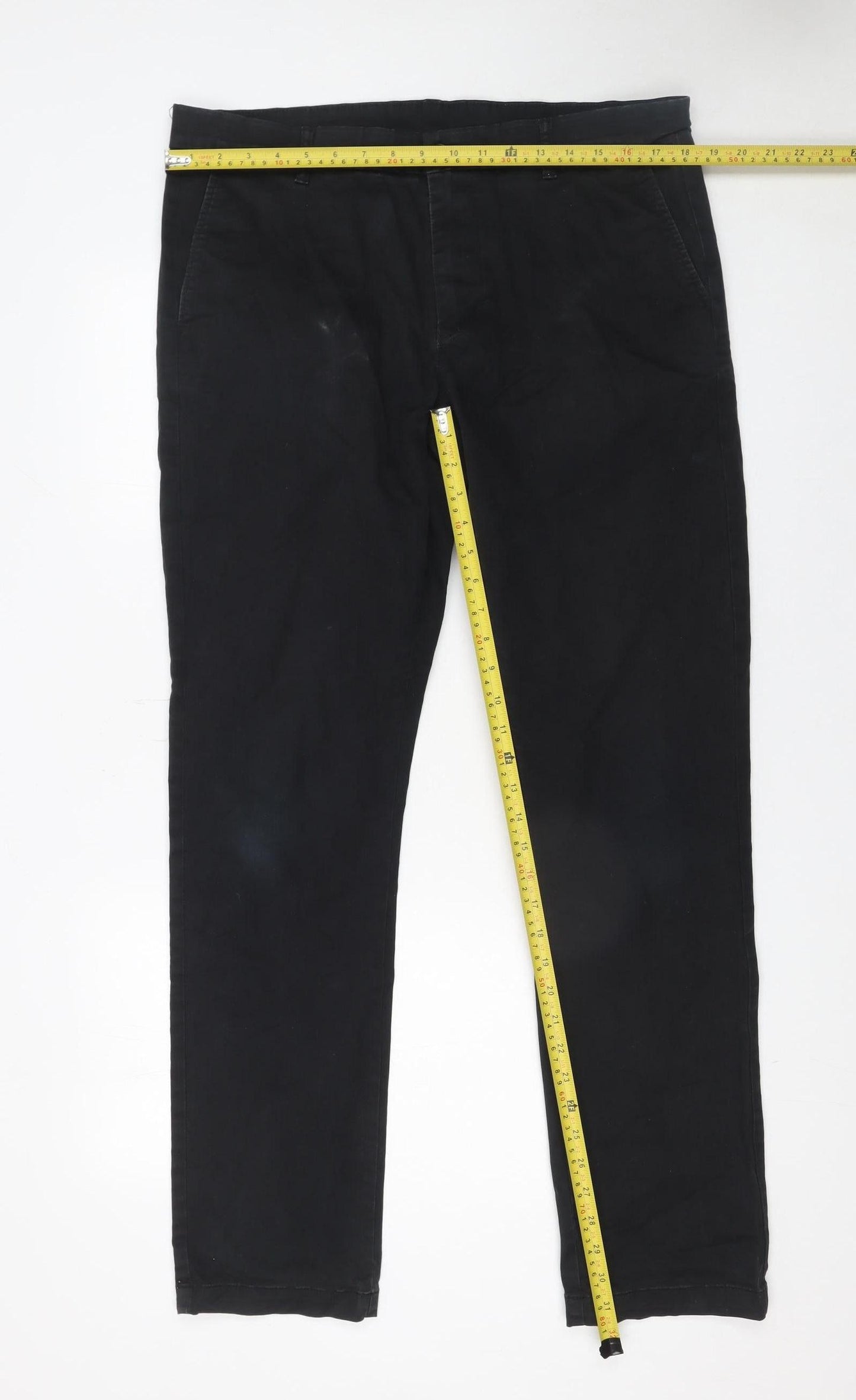 Dunnes Stores Mens Black Chino Trousers 36W 34L Cotton Stretch