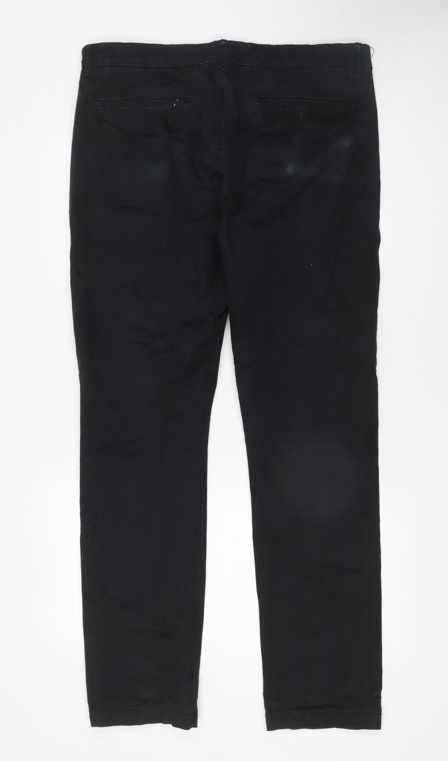 Dunnes Stores Mens Black Chino Trousers 36W 34L Cotton Stretch