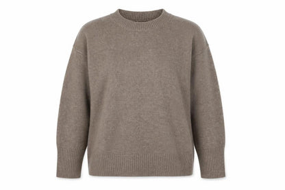 Front view of Dunnes Women Brown Crew Neck Long Sleeve jumper, size L