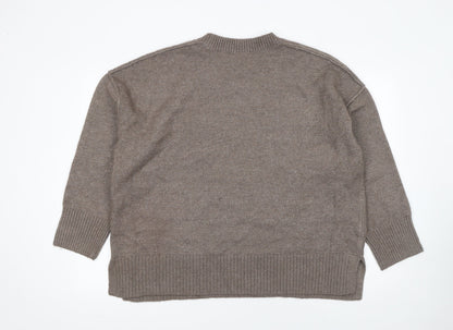 Close-up detail of Dunnes Women Brown Crew Neck Long Sleeve jumper, size L