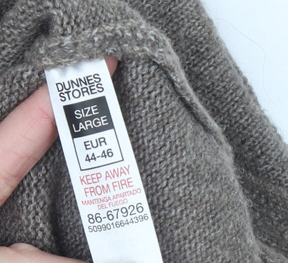 Brand and care label for Dunnes Women Brown Crew Neck Long Sleeve jumper, size L