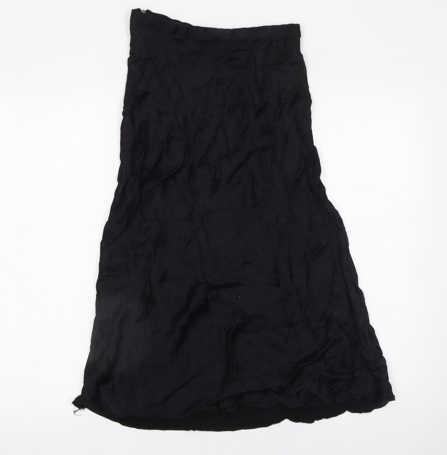 Zara Women's Black Midi A-Line Satin Skirt XS