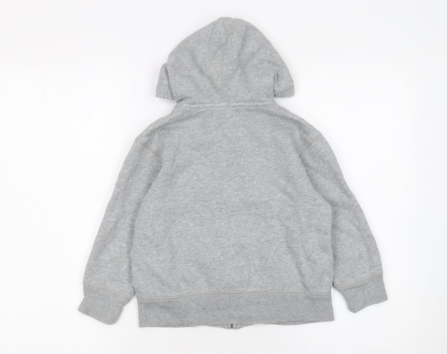 GAP Boys Grey Full Zip Hoodie 4-5 Years Hooded Fleece Logo Sweatshirt