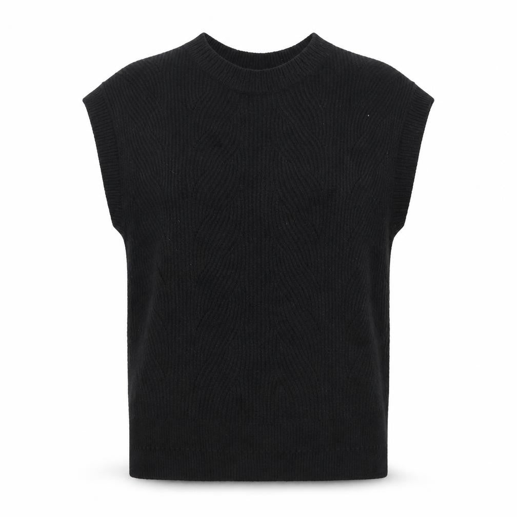 Fat Face Women's Black Cable Knit Sleeveless Pullover Jumper M