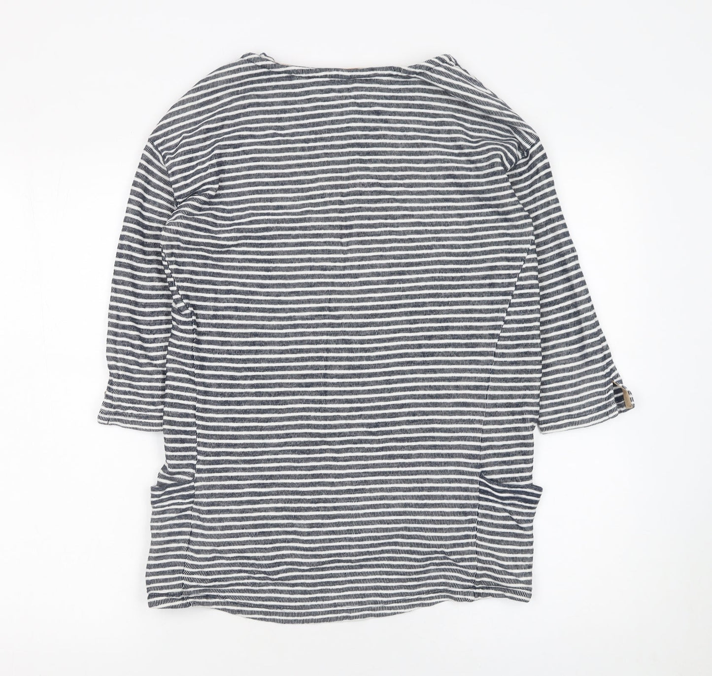 Next Women’s Blue Striped 3/4 Sleeve Cotton T-Shirt UK 8