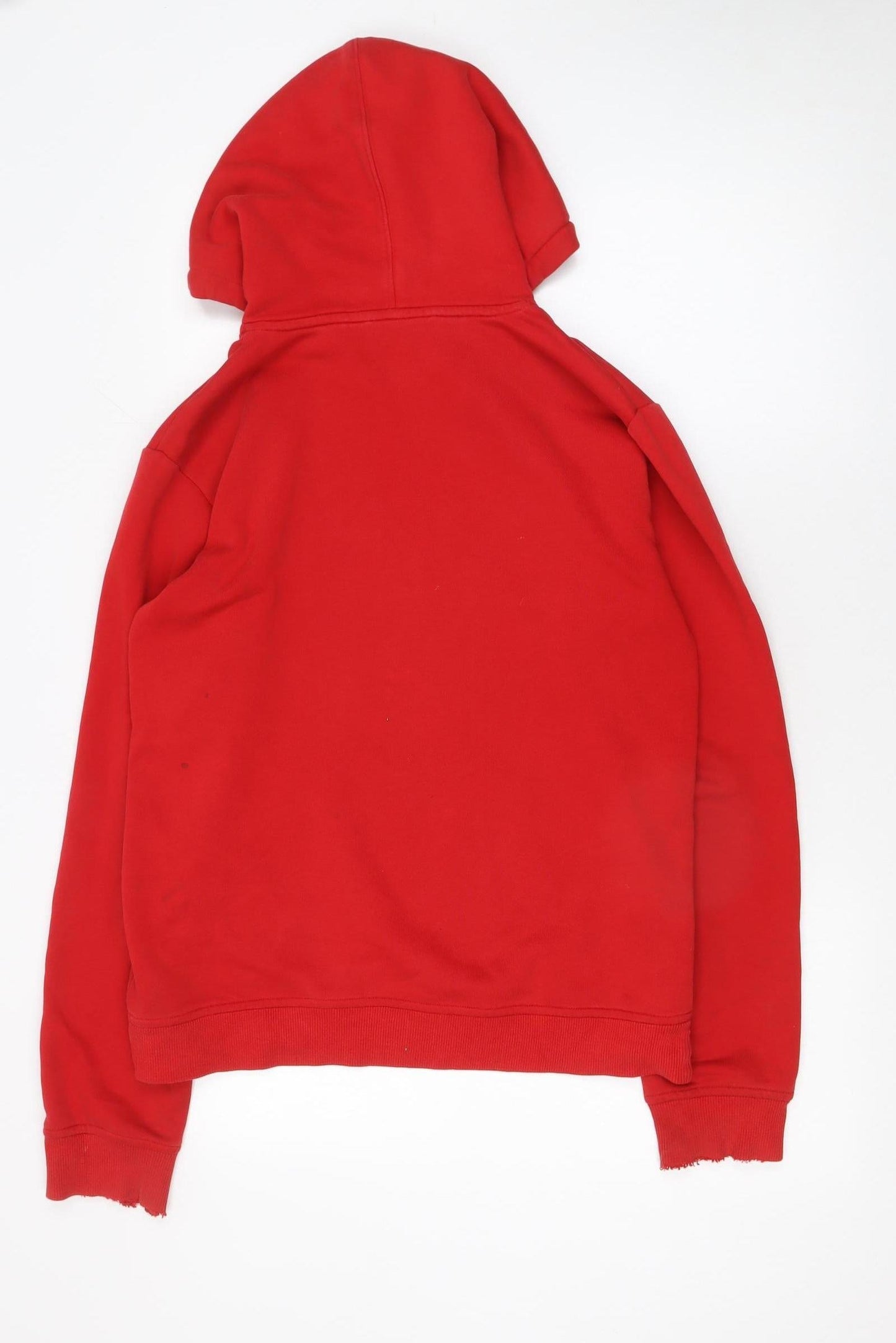Adidas Mens Red Pullover Hoodie Small Graphic Cotton Blend Sportswear