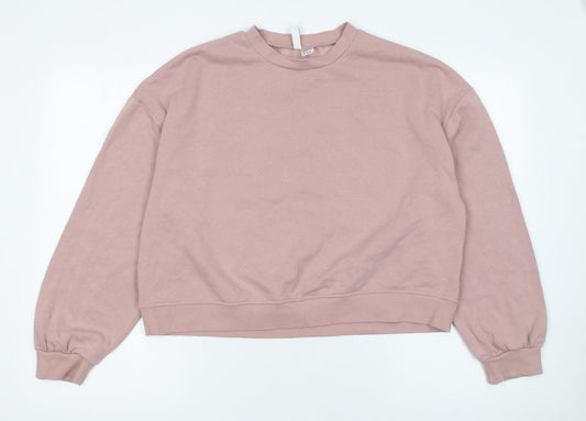 H&M Divided Women Dusky Pink Cotton Blend Pullover Sweatshirt M
