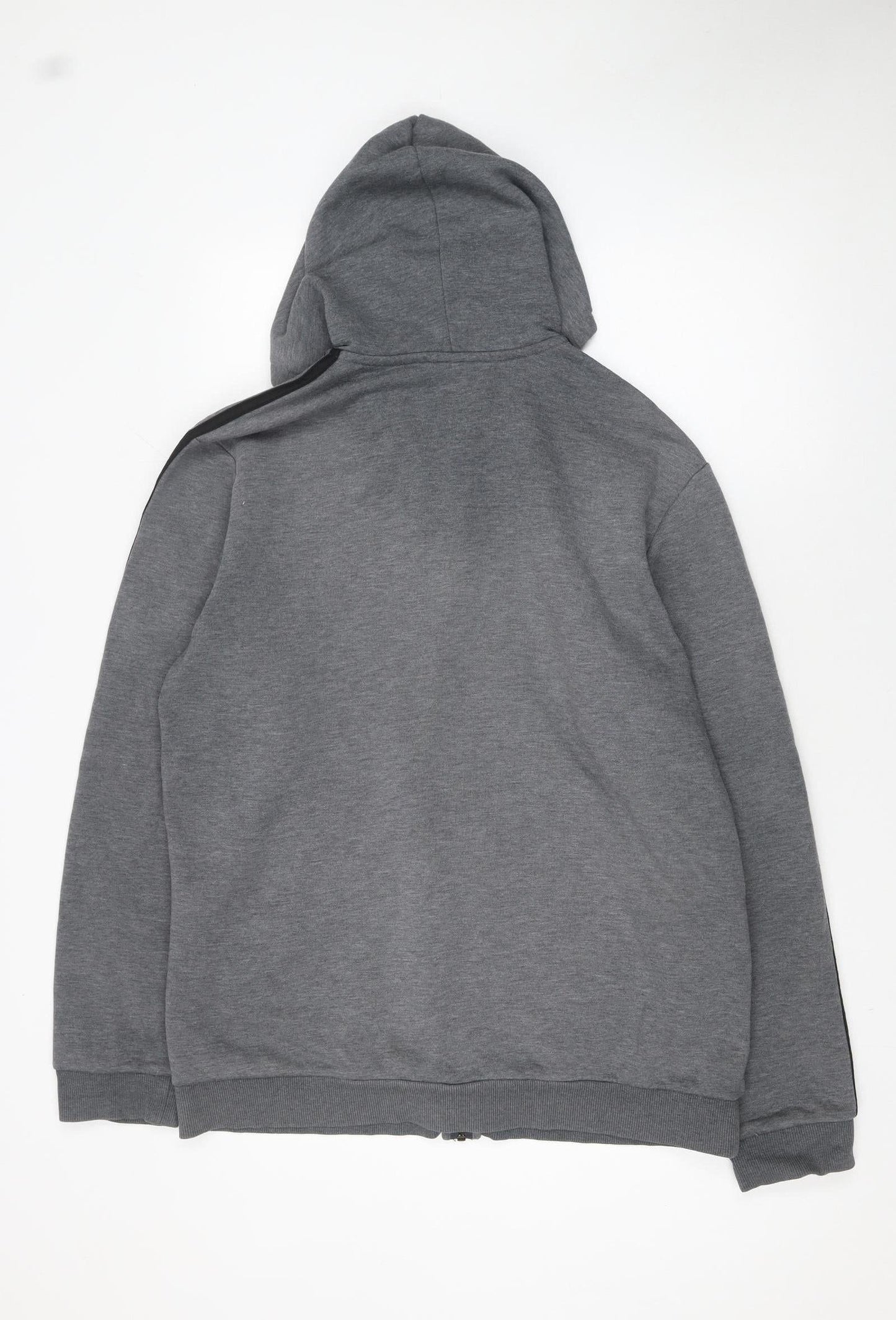 Adidas Men Grey Full Zip Hoodie L Logo Sportswear