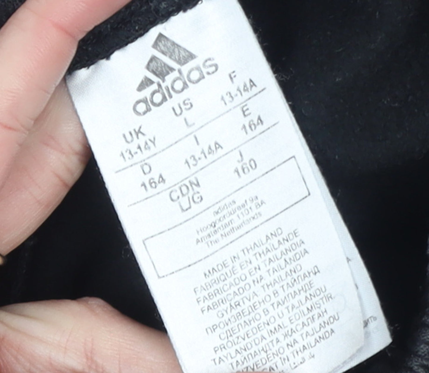 Adidas Boys Black Jogger Sweatpants 13-14 Years 164cm Cotton Blend