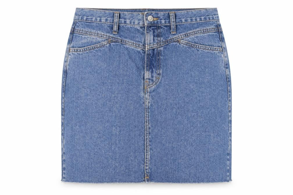 MNG Women's Blue Denim Short Straight Skirt Size L