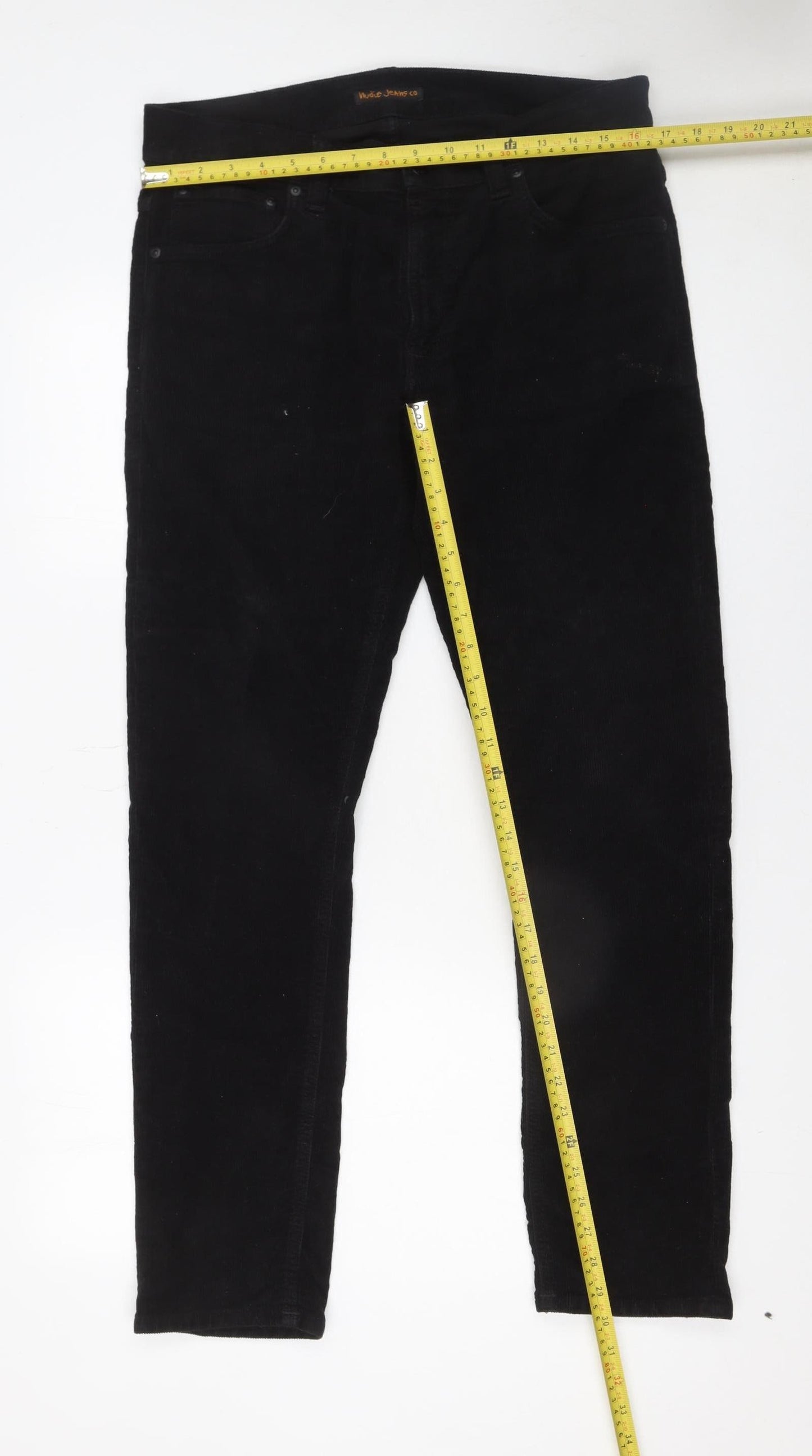 Nudie Jeans Co Women's Black Corduroy Slim Trousers W32 L30