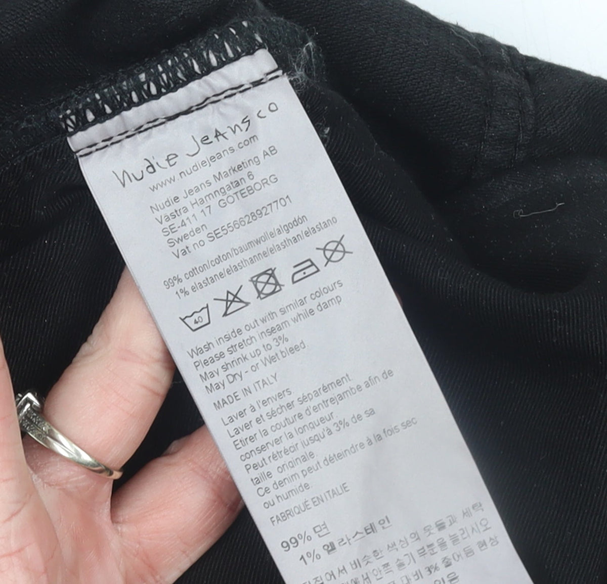 Nudie Jeans Co Women's Black Corduroy Slim Trousers W32 L30