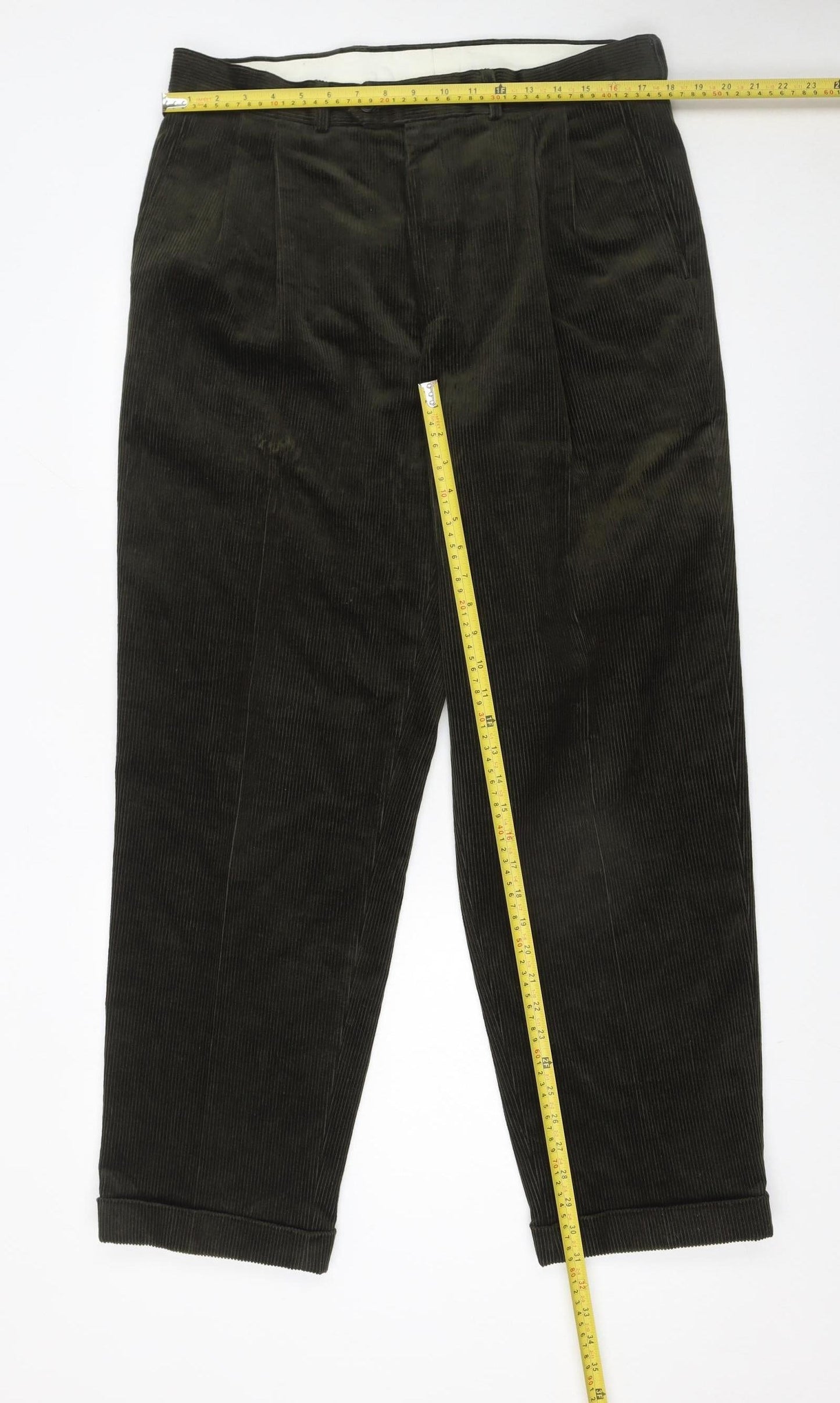 Debenhams Men Brown Corduroy Pleated Trousers 36W 31L Casual Club