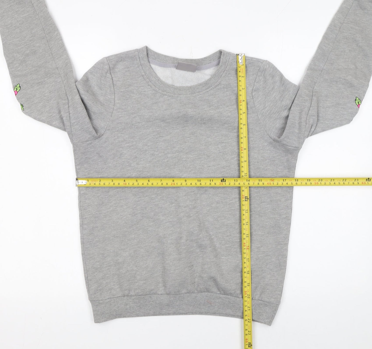 Vero Moda Womens Grey Embroidered Floral Pullover Sweatshirt XS