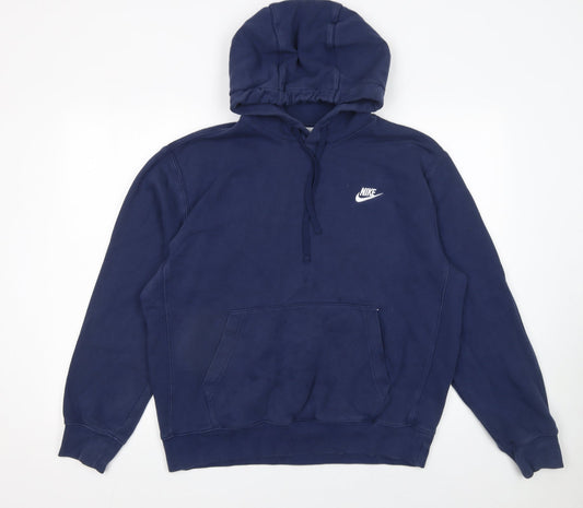 Nike Men's Blue Pullover Hoodie M Fleece Logo Sweatshirt