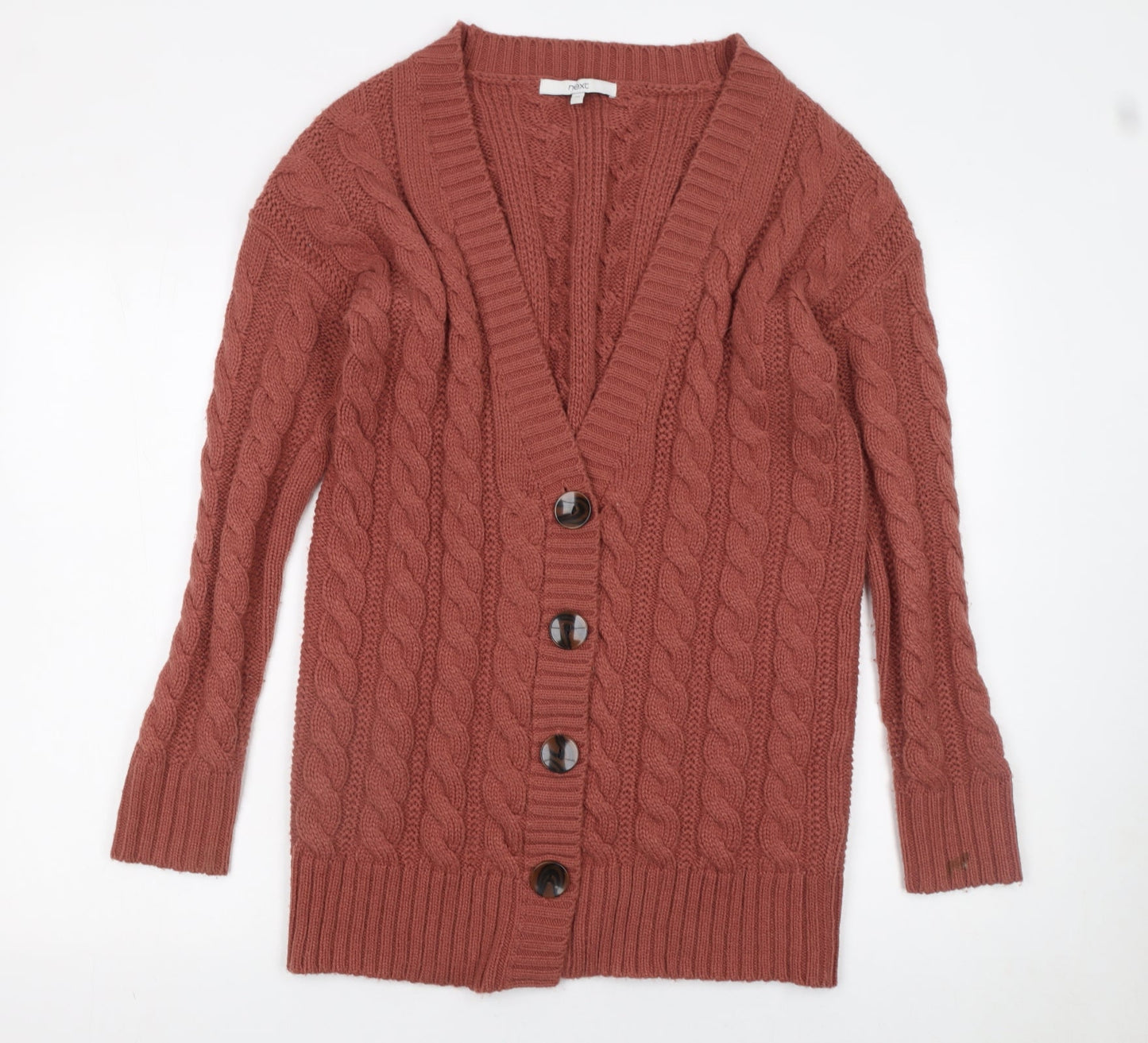 Next Womens Brown Cable Knit Wool Blend Cardigan XS