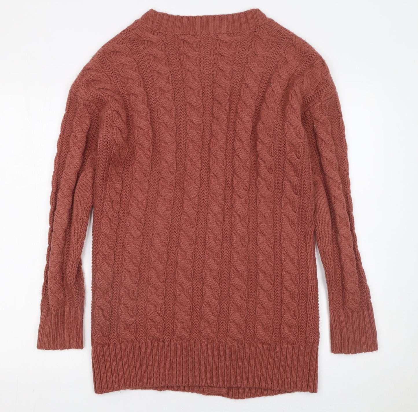 Next Womens Brown Cable Knit Wool Blend Cardigan XS