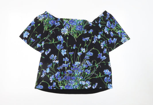 Warehouse Women's Black Floral Off Shoulder Blouse Size 12