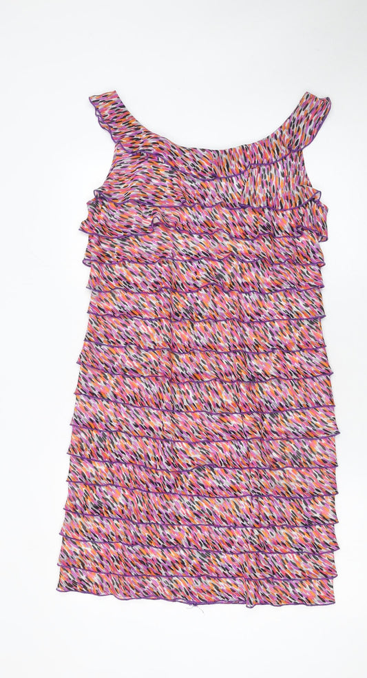 M&Co Women’s Multicoloured Ruffle Shift Dress Size 14