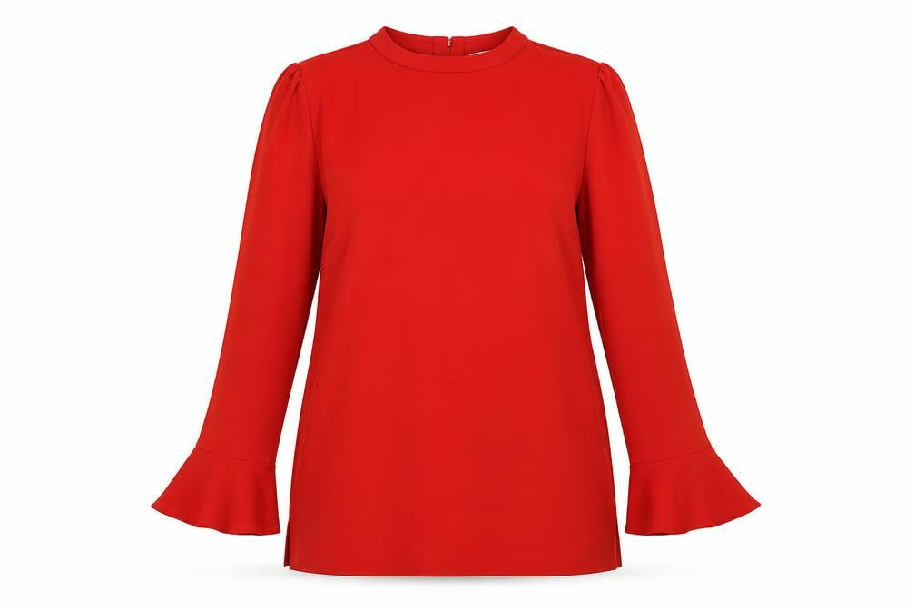 Next Women Red Long Sleeve Flared Blouse Size 12 Tunic Style