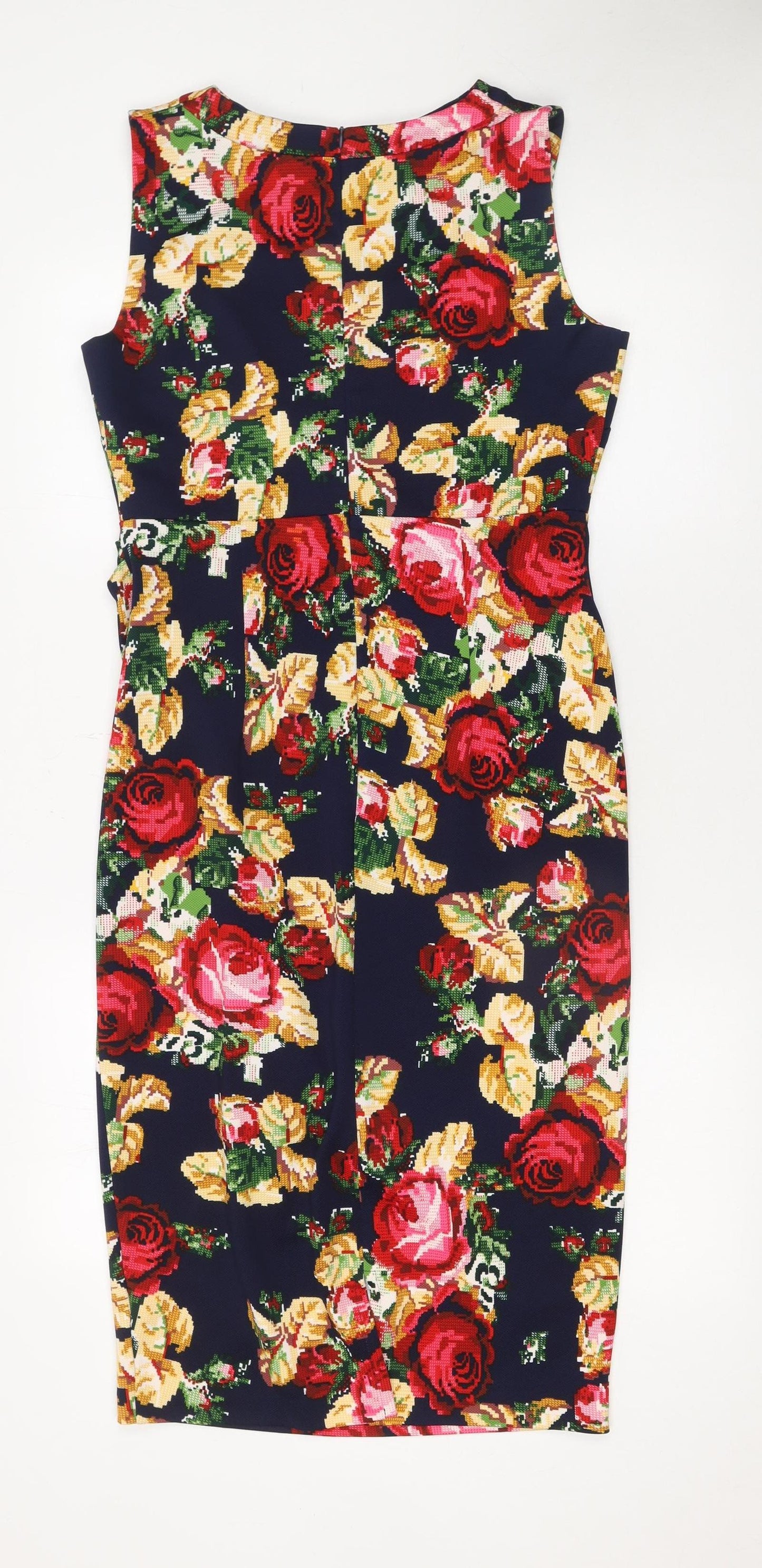 Vesper Women's Multicoloured Floral Bodycon Knee Length Dress Size 14