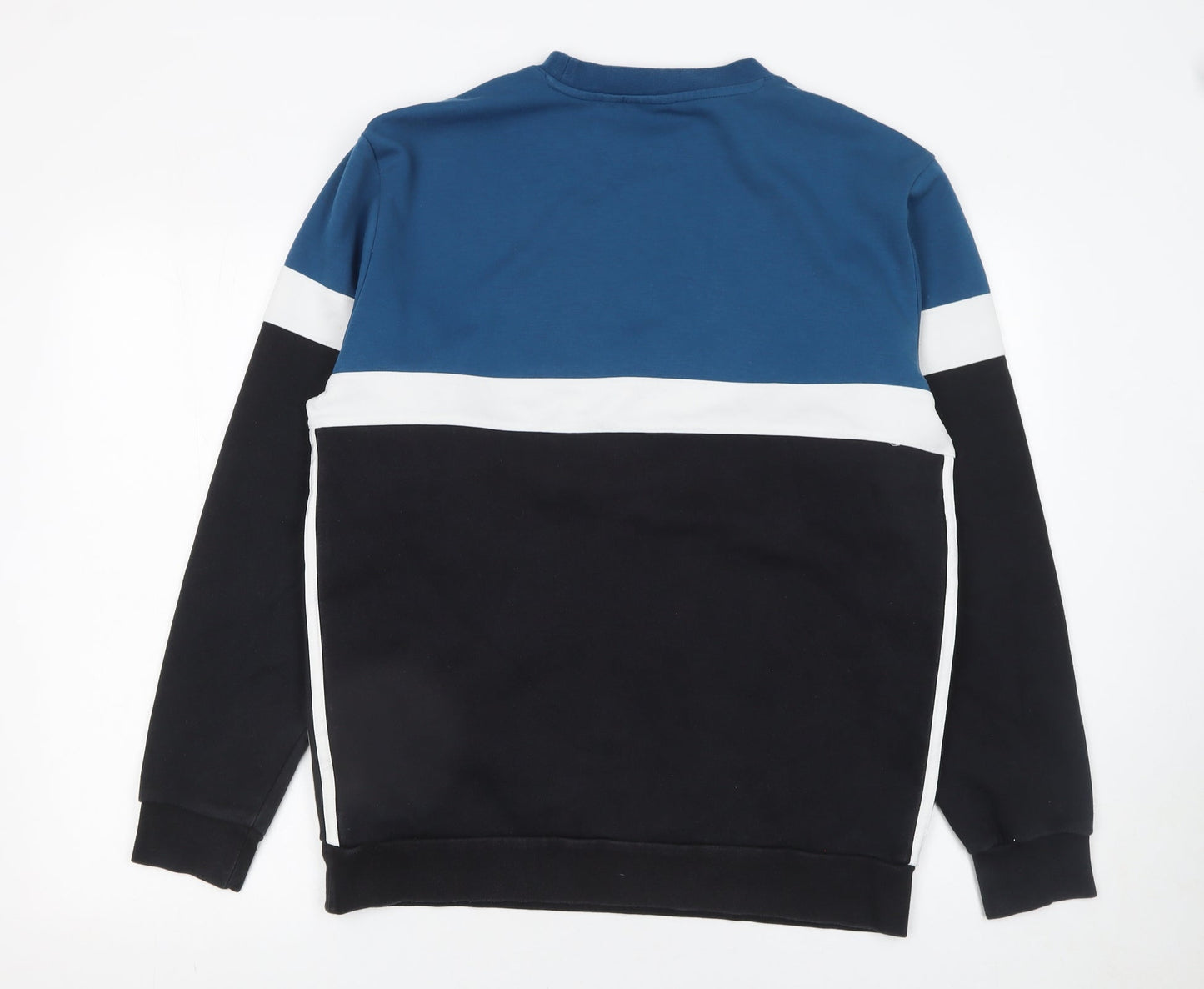 Adidas Men Blue Colour Block Pullover Sweatshirt M Regular Fit