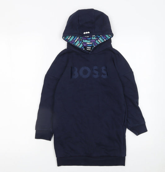 BOSS Boys Blue Batman Logo Pullover Hoodie 12 Years Long Sleeve Cotton Blend
