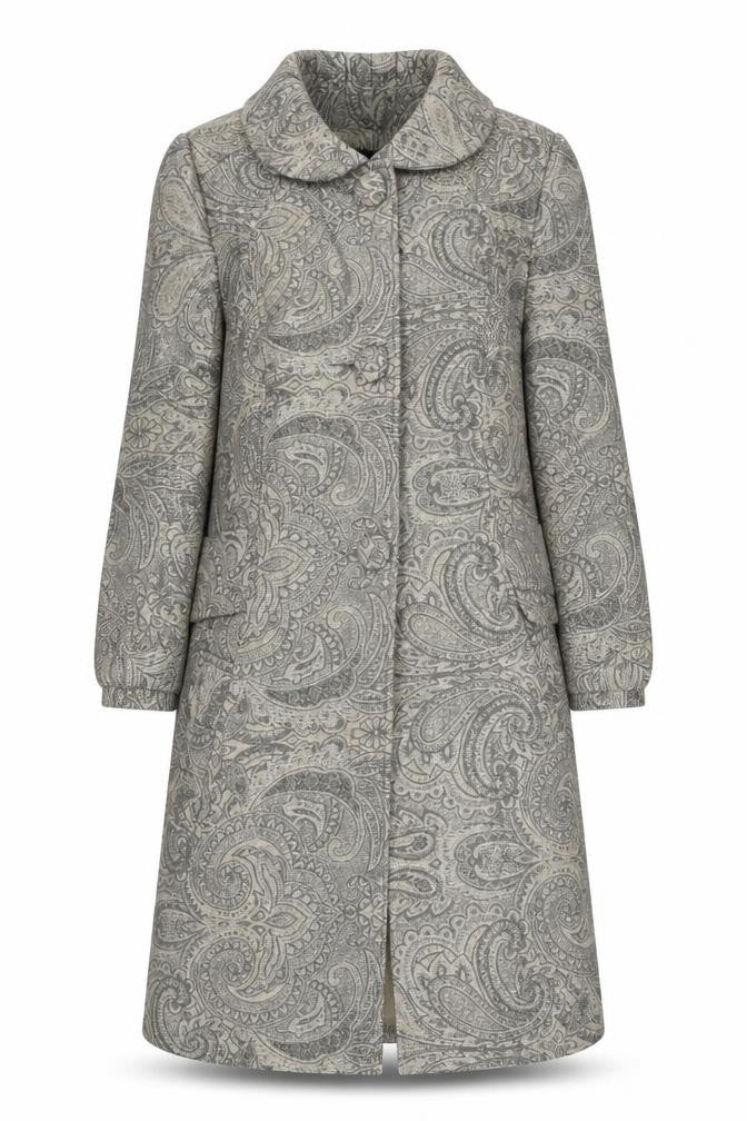 Atmosphere Womens Grey Paisley Long Trench Coat Size 12