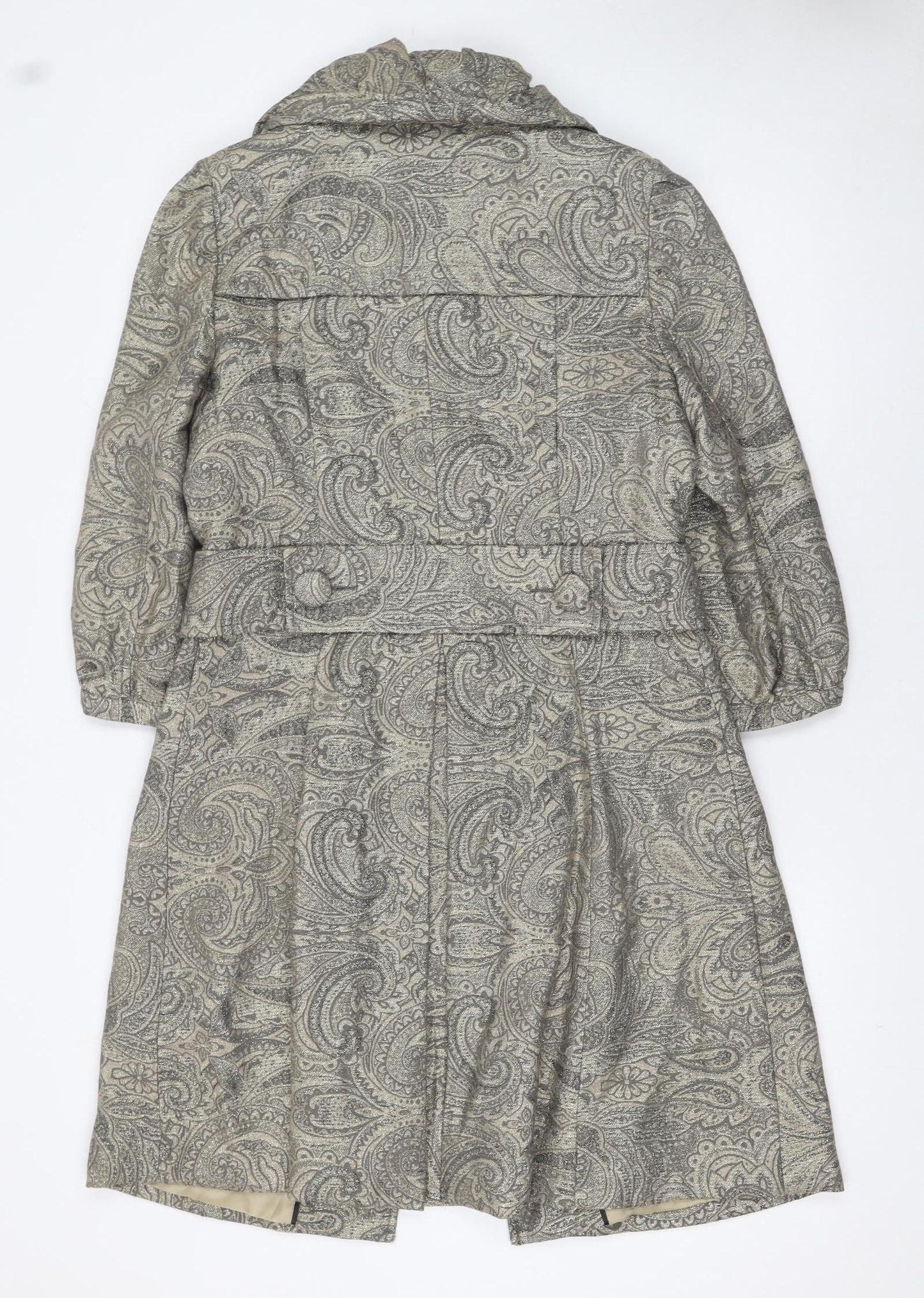 Atmosphere Womens Grey Paisley Long Trench Coat Size 12