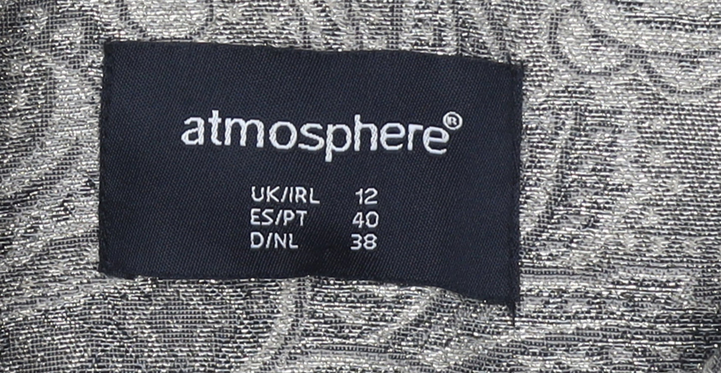 Atmosphere Womens Grey Paisley Long Trench Coat Size 12