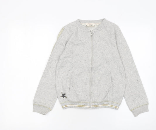 Next Girls Grey Full Zip Sweatshirt 11 Years Cotton Blend Glitter Trim