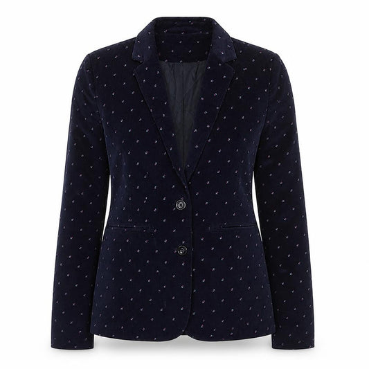 Infinity Women's Navy Floral Corduroy Single-Breasted Blazer Size S
