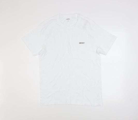 DKNY Men's White Cotton Crew Neck Short Sleeve T-Shirt M